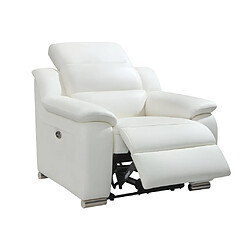 Avis Vente-Unique Fauteuil relax électrique en cuir blanc ARENA III