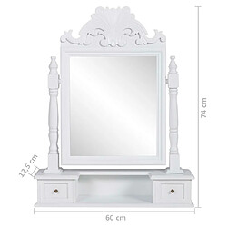 Helloshop26 Coiffeuse avec miroir pivotant 60 x 12,5 x 74 cm rectangulaire MDF blanc 02_0006408