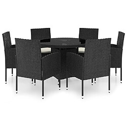 Maison Chic Ensemble de salle à manger de jardin 7 pcs,Table et chaises d'extérieur pour relax Résine tressée Noir -GKD508534