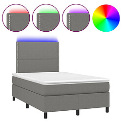 vidaXL Sommier à lattes de lit et matelas et LED Gris foncé 120x200 cm