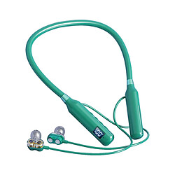 LUUCOZK Écouteurs sans fil à affichage numérique LEDÉcouteurs Bluetooth 5.3 tour de cou pour faire du sport - Vert