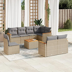 vidaXL Salon de jardin avec coussins 9pcs mélange beige résine tressée 