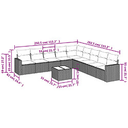 Avis vidaXL Salon de jardin 10 pcs avec coussins noir résine tressée