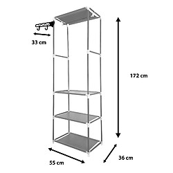 Nyana Home Dressing Statique 170x55x35cm 3 étagères 1 barre supérieure 1 cintre latéral Blanc pas cher