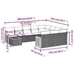 Avis vidaXL Salon de jardin 11 pcs avec coussins gris résine tressée