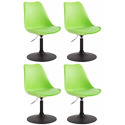 Decoshop26 Lot de 4 chaises de salle à manger pivotante hauteur réglable en plastique vert et pied trompette en métal noir 10_0001810 