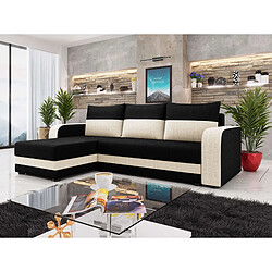 Bestmobilier Harvey - canapé d'angle réversible - convertible - avec coffre - en tissu - 4 places - style contemporain Harvey - canapé d'angle réversible - convertible - avec coffre - en tissu - 4 places - style contemporain - Noir / Beige