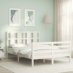 Maison Chic Cadre/structure de lit avec tête de lit pour adulte - Lit Moderne Chambre blanc 140x190 cm bois massif -MN46752