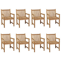 Maison Chic Lot de 8 Chaises de jardin,Fauteuil d'extérieur avec coussins noir Bois de teck solide -MN88271