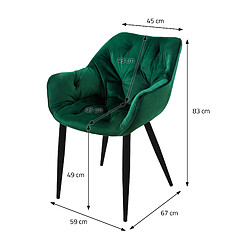 ML-Design Lot de 4 chaises de salle à manger assise vert foncé en velours pieds métal noir pas cher