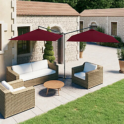 vidaXL Parasol de jardin double avec mât en acier rouge bordeaux 