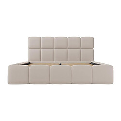 Lit coffre 180 x 200 cm - Tissu effet cuir - Beige - DAMADO de Pascal Morabito pas cher