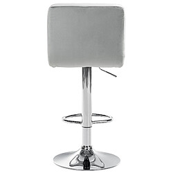 Decoshop26 Lot de 2 tabourets de bar en velours gris avec coutures décoratives pied en trompette métal chromé 10_0004391 pas cher