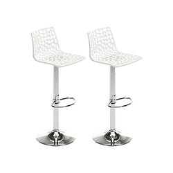 Vente-Unique Lot de 2 Tabourets de bar CLARK - Polypropylène - Hauteur réglable - Blanc dolomite