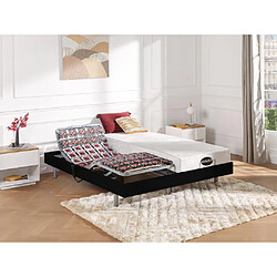 Vente-Unique Lit électrique de relaxation tout plots + matelas mémoire de forme et bambou - 2 x 90 x 200 cm - Noir - LYSIS III de NATUREA 