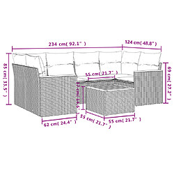 Acheter vidaXL Salon de jardin avec coussins 7 pcs gris résine tressée