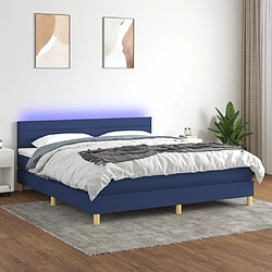 Sommier à lattes LED,Cadre à lattes de lit avec matelas pour Adulte Bleu 160x200 cm Tissu -MN51969