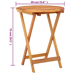 vidaXL Table de jardin pliable Ø60x75 cm Bois d'eucalyptus solide pas cher