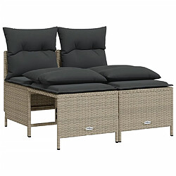 vidaXL Salon de jardin 4 pcs avec coussins gris clair résine tressée