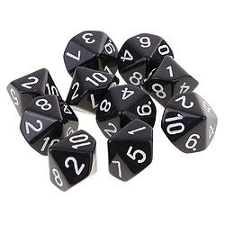 10pcs Dés à 10 Faces Dés Polyédriques D10 Pour Jeux De Donjons Et Dragons Noirs pour les jeux de dés Donjons et Dragons