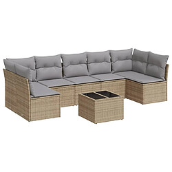 vidaXL Salon de jardin avec coussins 8 pcs beige résine tressée