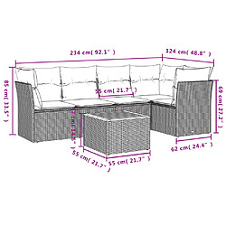 Acheter vidaXL Salon de jardin avec coussins 6 pcs beige résine tressée