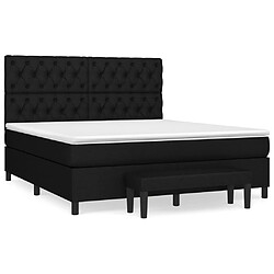 vidaXL Sommier à lattes de lit avec matelas Noir 160x200 cm Tissu