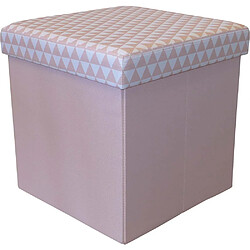 Jardindeco Pouf coffre carré pliable scandinave rose.