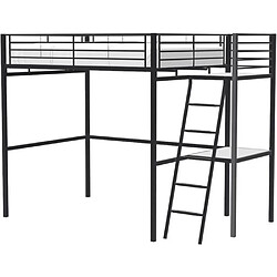 Cstore OXFORD - lit mezzanine avec bureau en métal époxy noir sommier inclus 140x190 cm