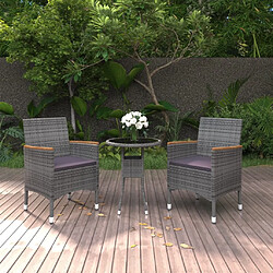 Maison Chic Mobilier à dîner 3 pcs de jardin - Ensemble table et chaises d'extérieur - Salon/Mobilier de jardin classique Résine tressée Gris -MN26569