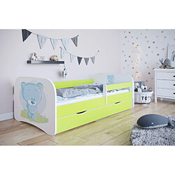 Lit Babydreams vert bleu nounours sans matelas tiroir 180/80 