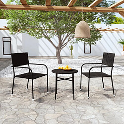 Maison Chic Mobilier à dîner 3 pcs de jardin - Ensemble table et chaises d'extérieur - Salon/Mobilier de jardin classique Résine tressée Noir -MN55095