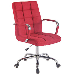 Decoshop26 Fauteuil de bureau sur roulettes hauteur réglable pivotant accoudoirs en tissu rouge 10_0002475