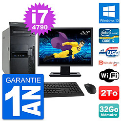 PC Tour Lenovo M93p Ecran 22" Intel i7-4790 RAM 32Go Disque 2To Windows 10 Wifi · Occasion 