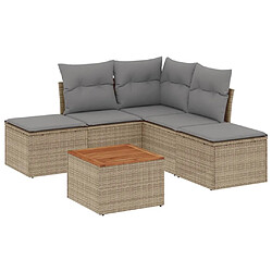 vidaXL Salon de jardin avec coussins 6pcs mélange beige résine tressée