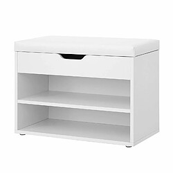 VASAGLE Banc de Rangement pour Chaussures, Étagère à Chaussures avec Coussin rembourré Repliable, Organisateur à Chaussures avec 2 Étagères, 60 x 30 x 44 cm, Blanc LHS20WT