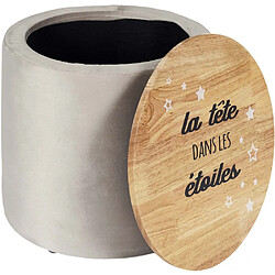 The Home Deco Kids Pouf enfant en bois et velours La tête dans les étoiles.