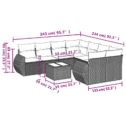 Avis Maison Chic Salon de jardin avec coussins 9 pcs | Ensemble de Table et chaises | Mobilier d'Extérieur beige résine tressée -GKD10650