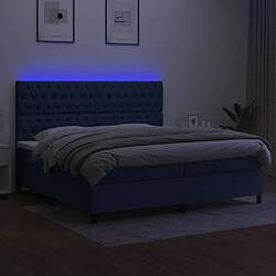 Avis vidaXL Sommier à lattes de lit et matelas et LED Bleu 200x200 cm Tissu