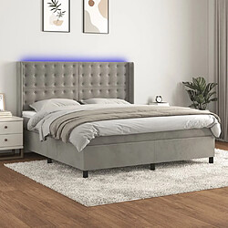 vidaXL Sommier à lattes de lit matelas et LED Gris clair 160x200 cm 