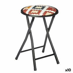 Gift Decor Tabouret Pliant Boho Chic Noir PVC Métal 30 x 30 x 45 cm (10 Unités)