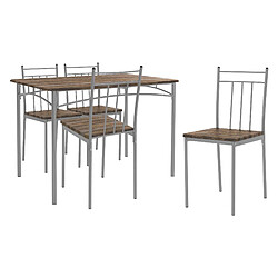 ML-Design Set table de salle à manger avec 4 chaises 110 cm marron/bois flotté MDF/acier