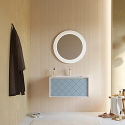 Kiamami Valentina MEUBLE DE SALLE DE BAIN 80 CM BLEU CLAIR MAT AVEC LAVABO ET MIROIR ROND 75 CM | MIAMI 