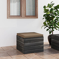 vidaXL Repose-pied palette de jardin avec coussin taupe Bois de pin