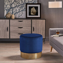 Ahd Amazing Home Design Pouf repose-pieds tabouret bas rembourré rond design velours Rossetto, Couleur: Bleu