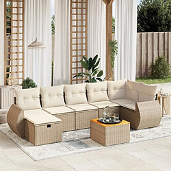 vidaXL Salon de jardin avec coussins 8 pcs beige résine tressée 