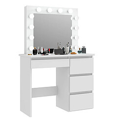 Pegane Coiffeuse avec 4 tiroirs et miroir LED coloris blanc - H75 x L94 x P43 cm 