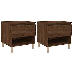 Maison Chic Lot de 2 Tables de chevet,Table de nuit,Table d'appoint pour salon Chêne brun 50x46x50 cm Bois d’ingénierie -MN22239