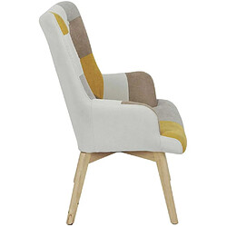 Acheter The Home Deco Factory Fauteuil en tissu patchwork pieds en bois brut Alta jaune.