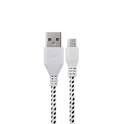 Shot Cable Tressé 1m pour Manette XBox One Chargeur Connecteur Micro-USB Lacet Fil Nylon Universel (BLANC)